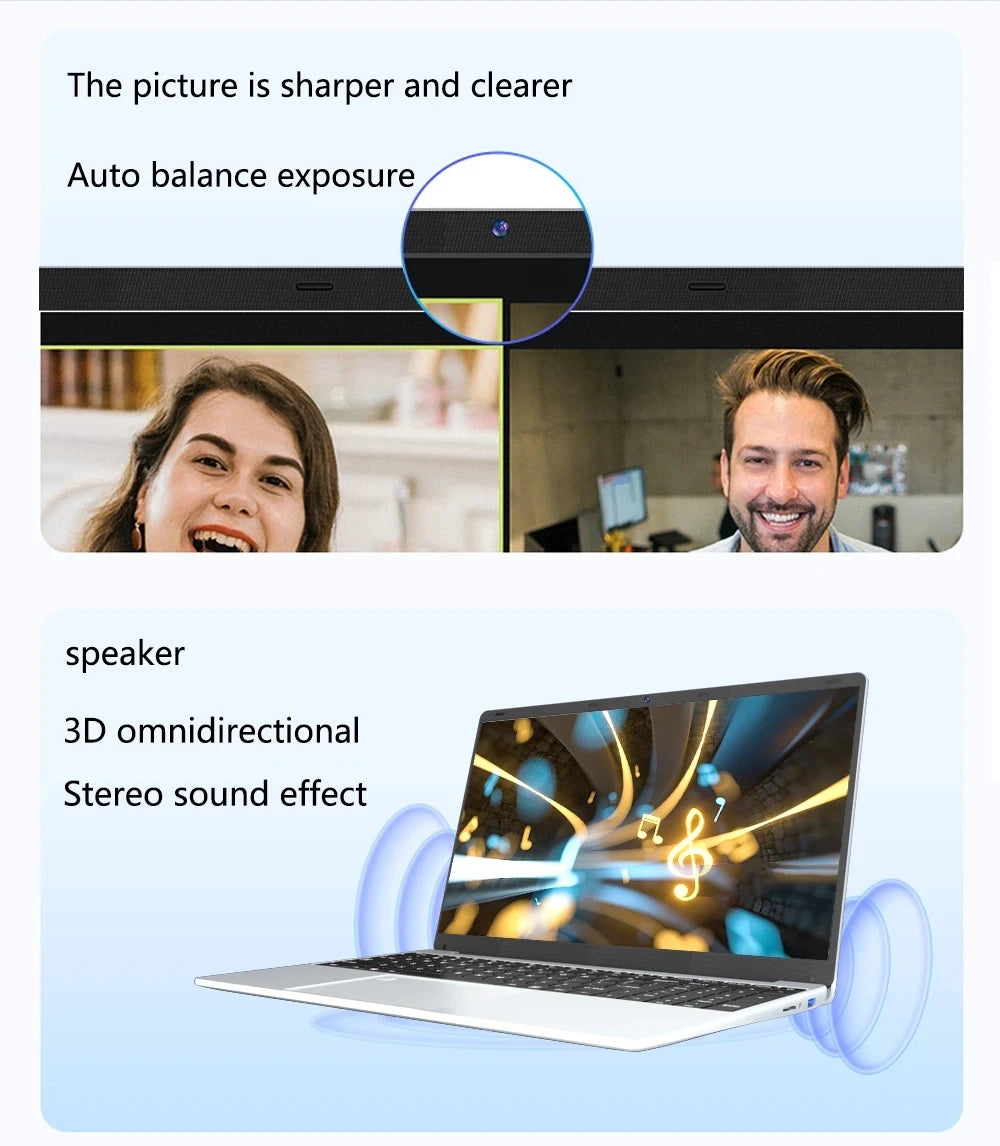 15.6" Intel Core i7 8500Y Laptop Computer PC Windows 11 Pro 16GB DDR4 1TB SSD i7 Laptops Office Fingerprint Unlock Notebook PC
