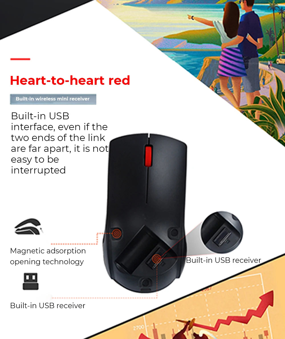 Lenovo M120Pro Wireless Mouse Ergonomic Sensor USB Receiving Gaming Office Mouse 1000PDI MacBook Laptop Universal Accessories