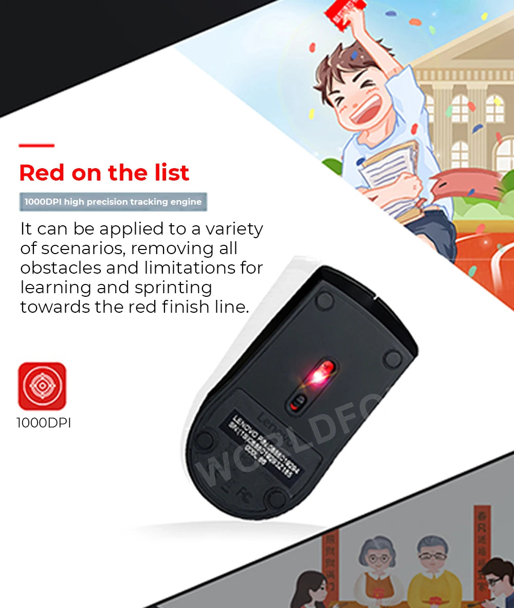Lenovo M120Pro Wireless Mouse Ergonomic Sensor USB Receiving Gaming Office Mouse 1000PDI MacBook Laptop Universal Accessories