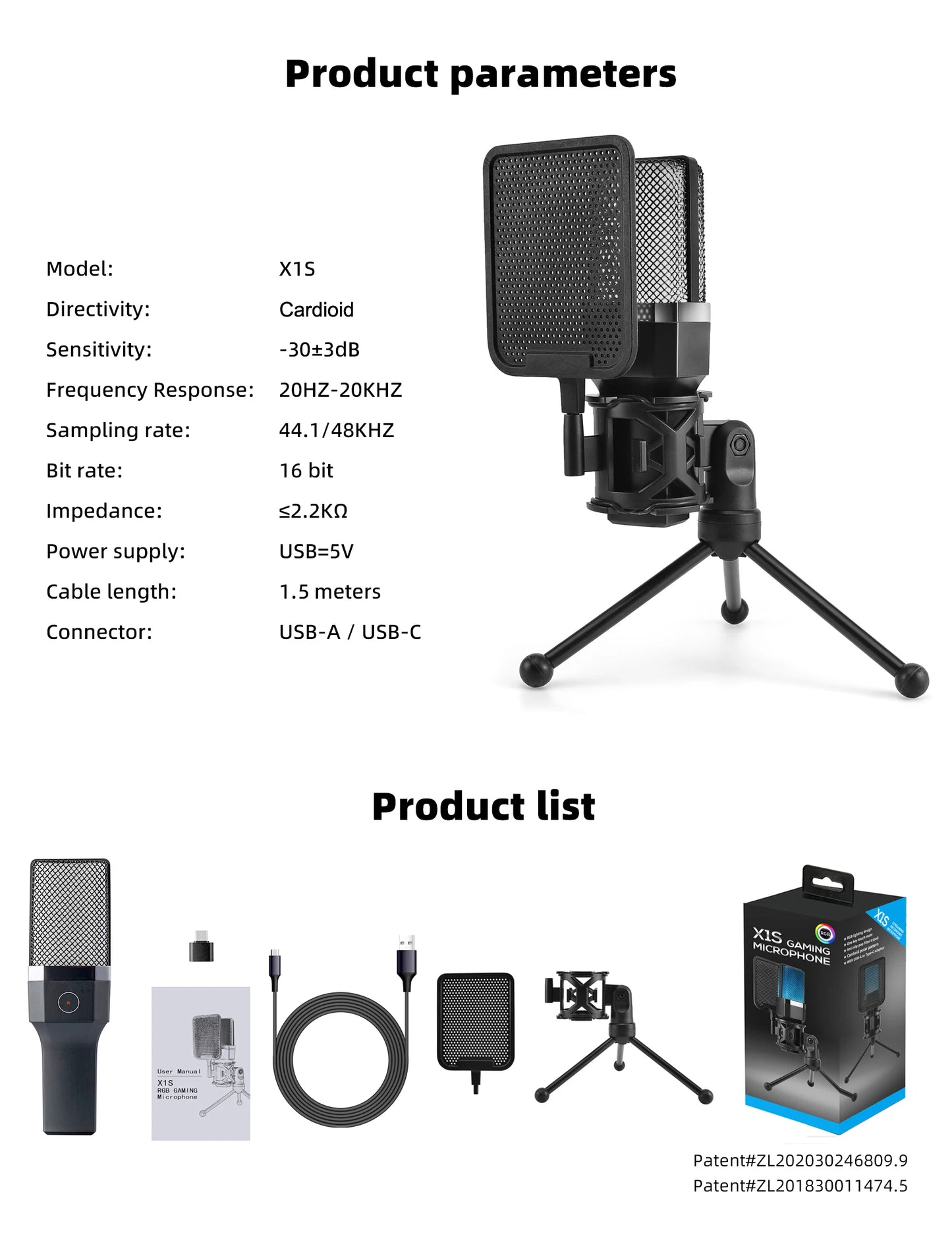 Condenser Professional Microphone Mic For PC Laptop Computer Gaming USB Wired Streaming Podcast Studio Mike Kit Gamer Accessory