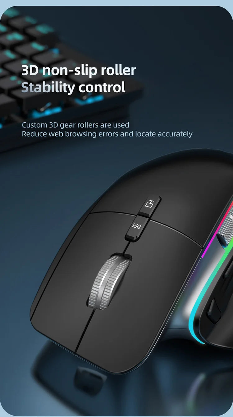 JOMAA 2.4G Wireless Bluetooth Mouse Rechargeable LED RGB Gaming Mouse for Computer Gamer Office 4000DPI