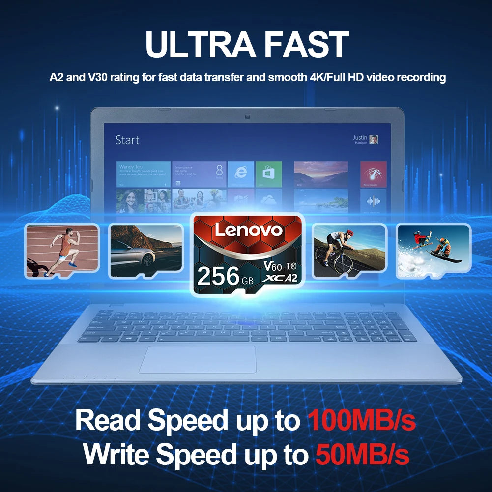 Lenovo 2TB 128GB 512GB Micro SDXC Micro TF SD SD Card A2 U3 160MB/s App Speed Samsung Galaxy Gaming Phone Free Shipping Adapter