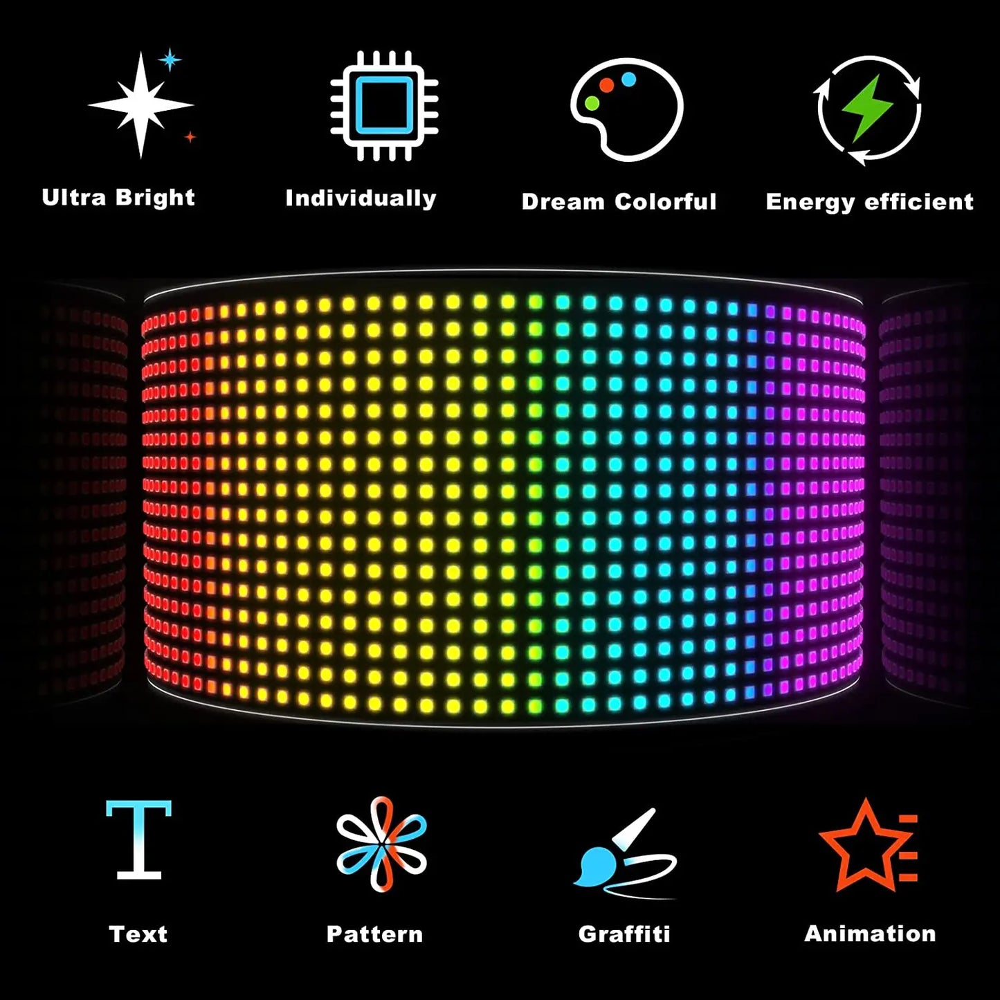 LED Sign Matrix Pixel Panel Scrolling Bright Led Eyes For Truck Signboard Flexible USB LED Car Sign Bluetooth App DIY Control