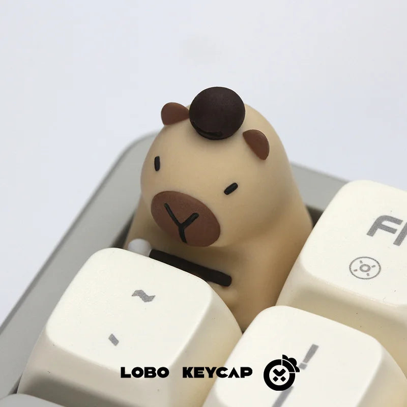 Lobo Capybara Keycaps Hand-made Resin Keycap Mechanical Keyboard Keycaps Cute Customized Gaming Accessories Decoration Gifts