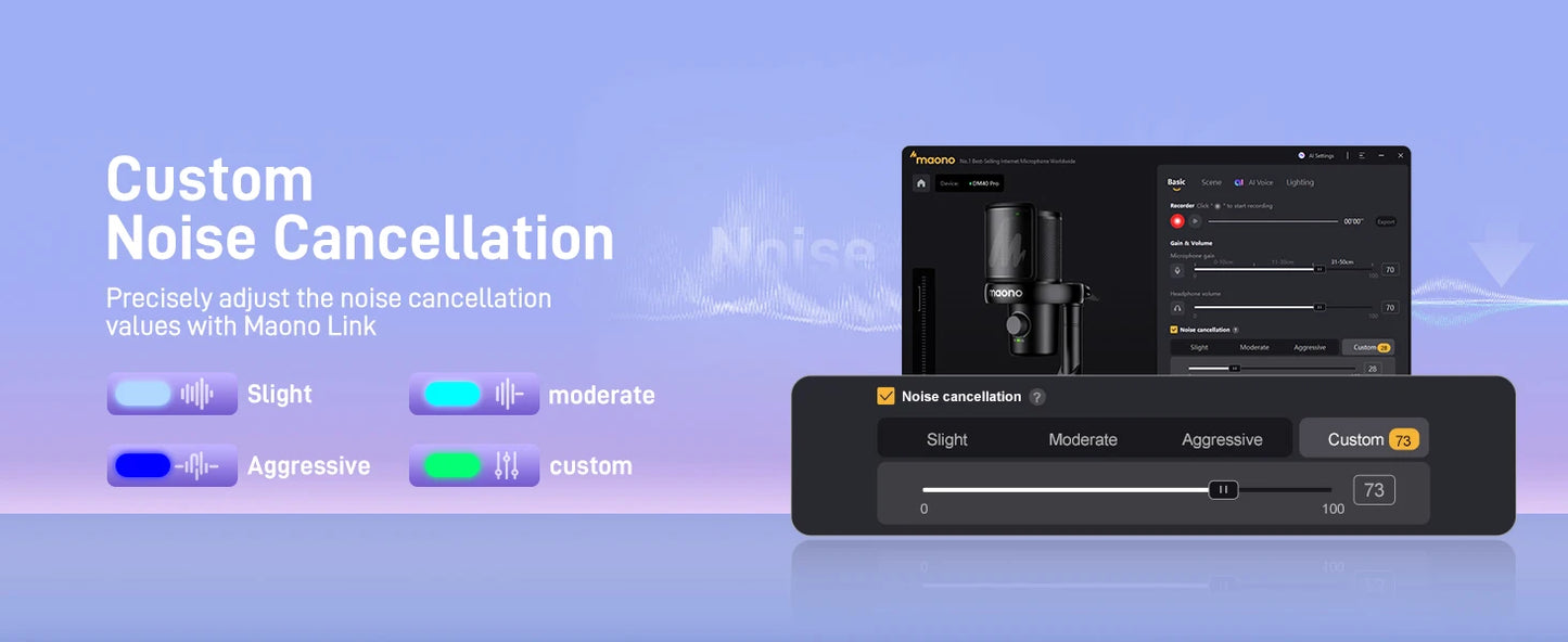 MAONO DM40 Wireless USB Microphone with AI Voice Changer Noise Reduction Condenser Mic for Gaming Streaming PC Laptop Recording