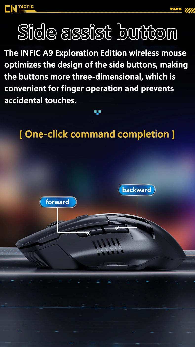 Inphic A9 Explorer Wireless Gaming Mouse 500mA Battery Level Display Rechargeable Silent Bluetooth Office Mouse For PC Laptop