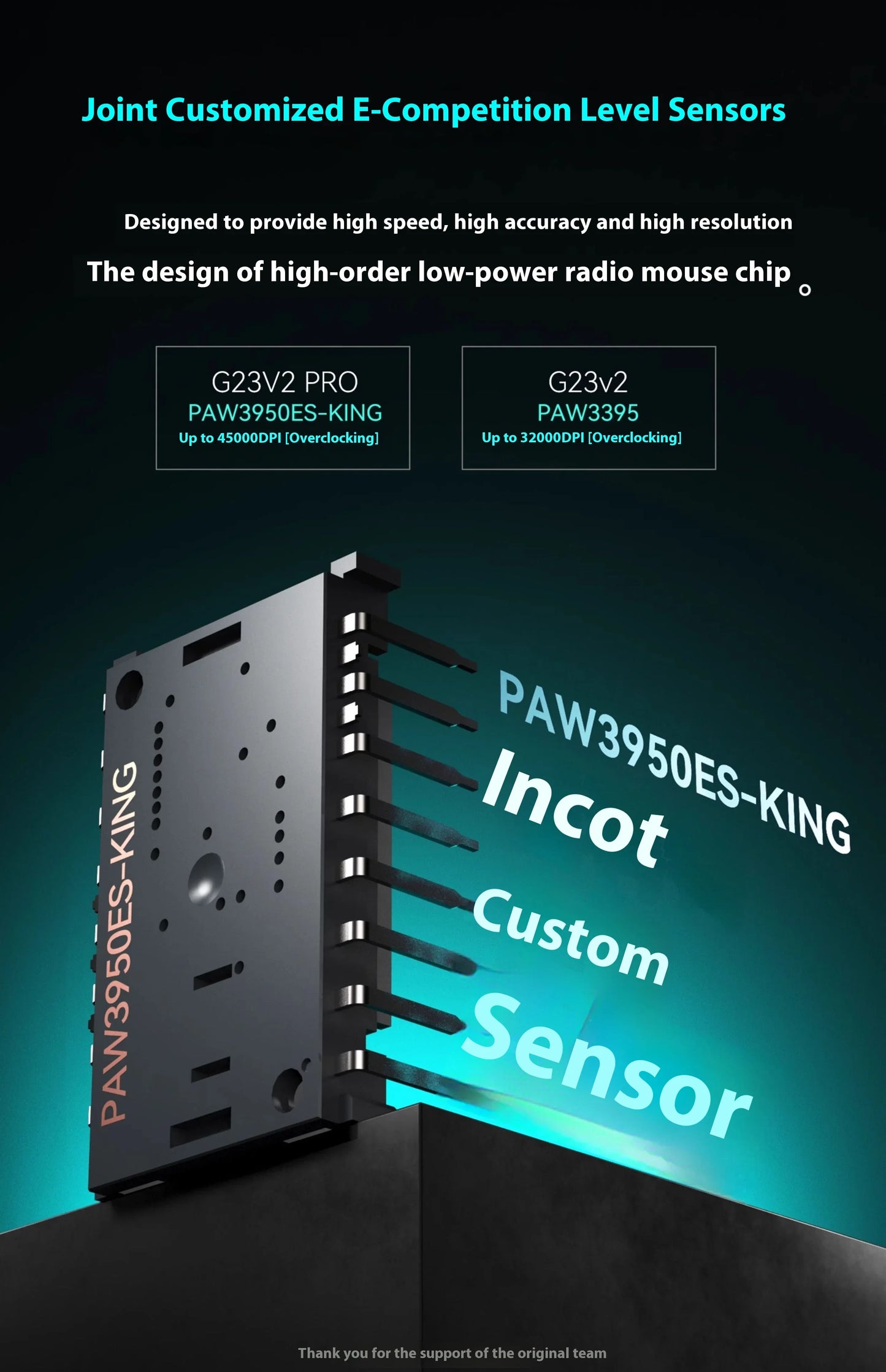 Incott G23 V2 Gaming Mouse 47g Lightweight PAW3395 Wireless 3-mode 8000Hz Polling Rate Ultra Low Latency E-sports Custom Mice
