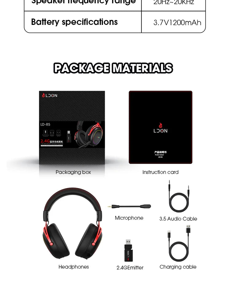 LDON Gaming Headset with RGB Noise Canceling Microphone 7.1 Surround Sound Headphones for PS5 PS4 One PC Laptop Mac Computer PC