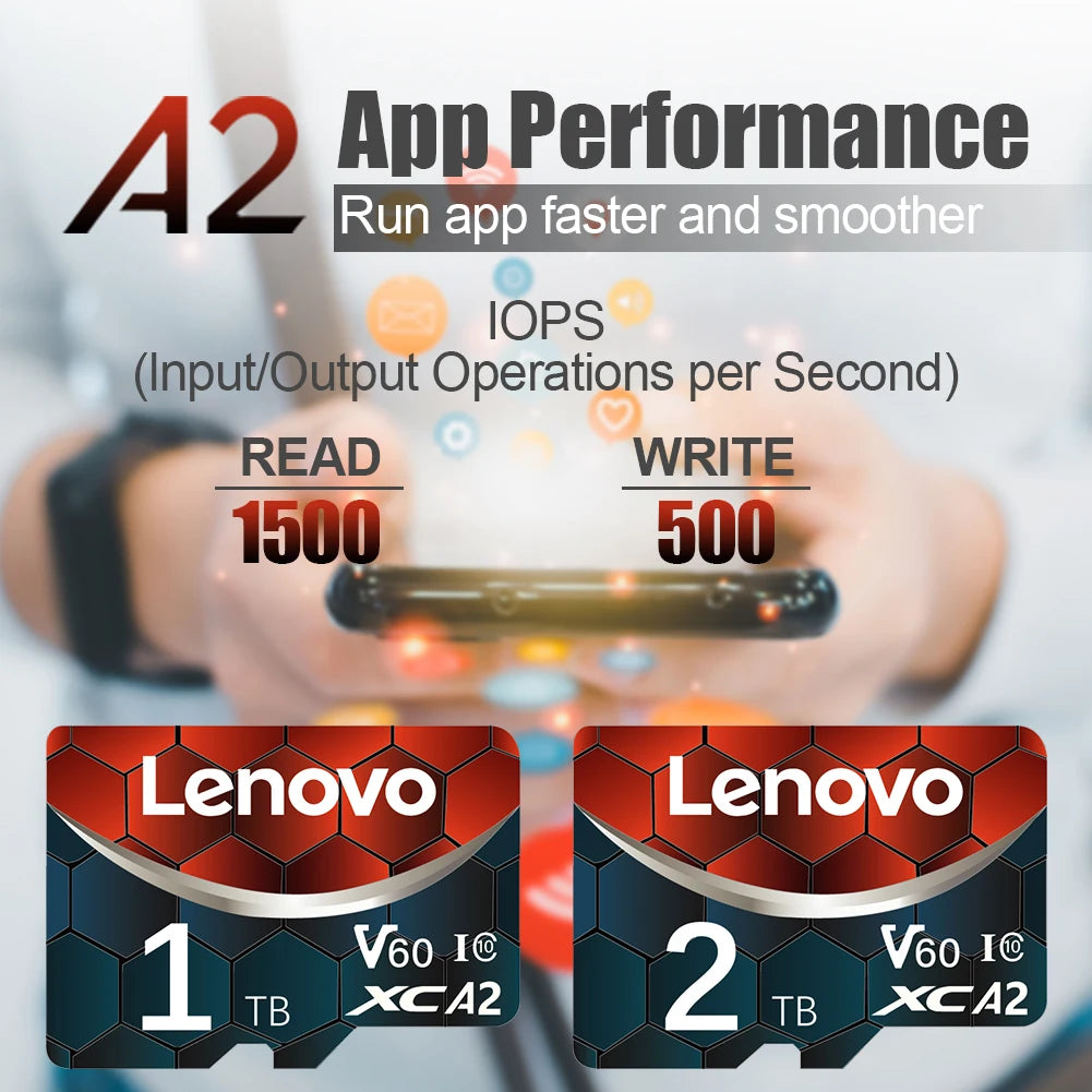 Lenovo 2TB 128GB 512GB Micro SDXC Micro TF SD SD Card A2 U3 160MB/s App Speed Samsung Galaxy Gaming Phone Free Shipping Adapter