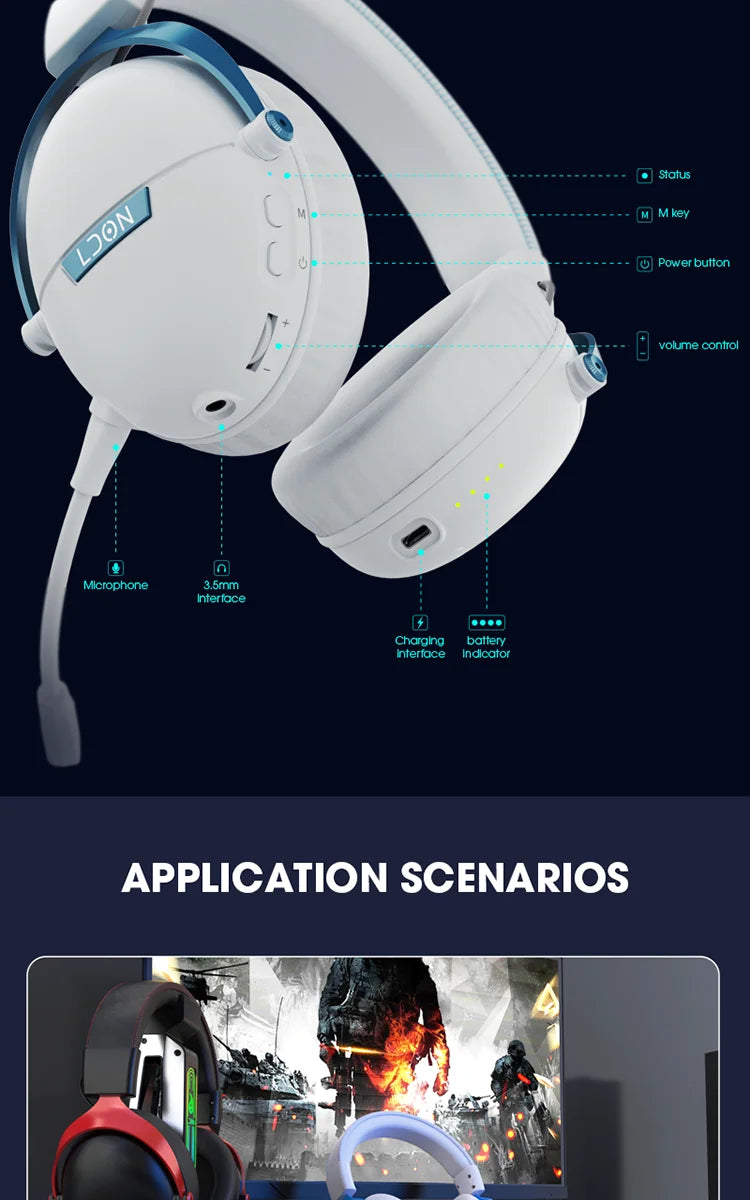 LDON F04 Pro Wireless Bluetooth Headphones Music Gaming Earphones Bluetooth Wireless Noise Cancelling Mic headset