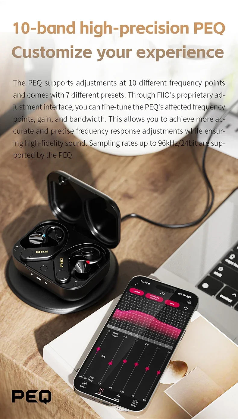 FiiO UTWS5 2025 True Wireless Earbuds Hook Earphone Bluetooth Hi-Res 96kHz/24bit Headphone LDAC -MMCX/0.78 2pins Portable For PC