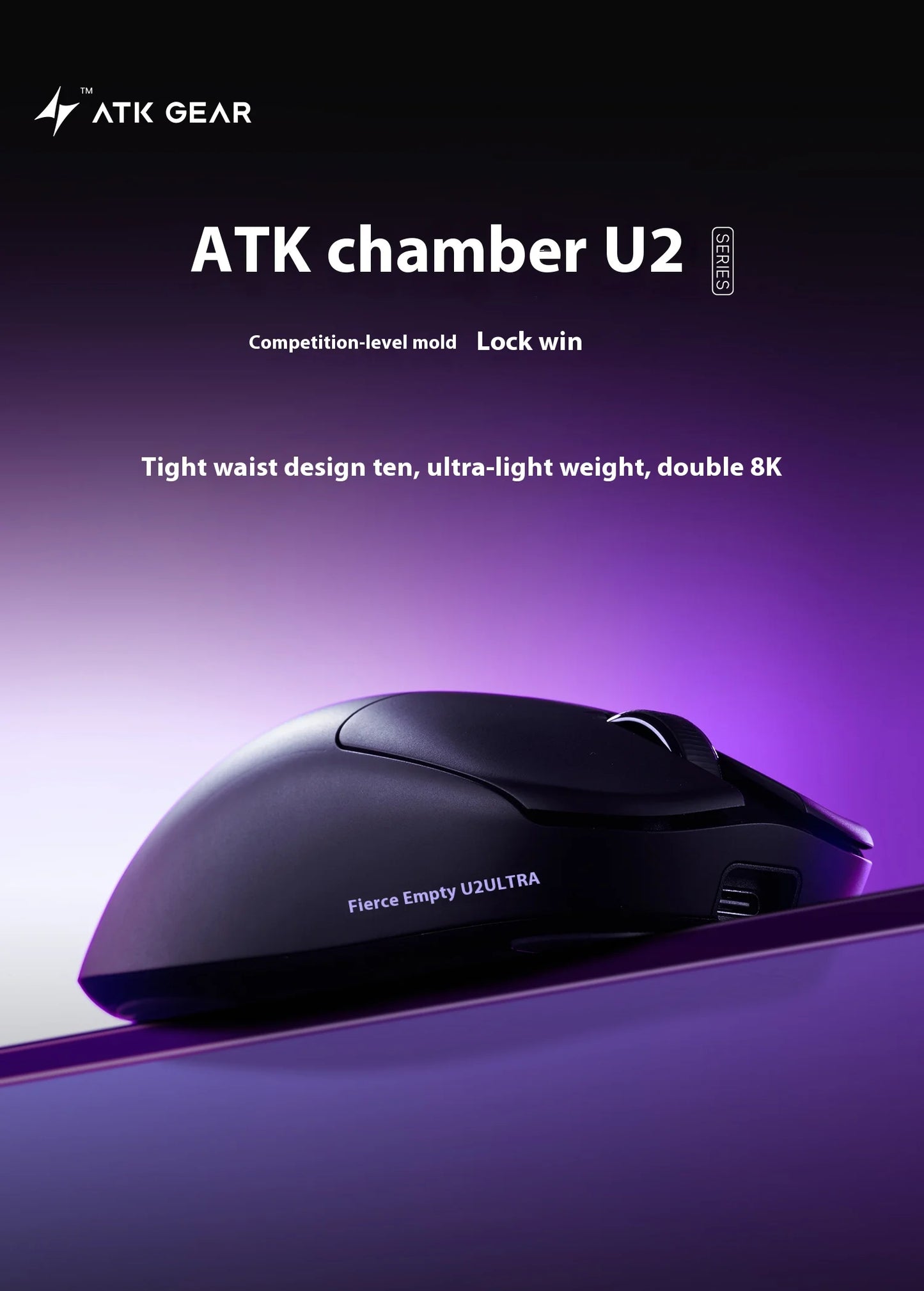 ATK U2 Mouse Tri Mode Wireless Mouse Paw3950 8000Hz Low Delay Lightweight Paw3395 Gaming Mice PC Accessories For FPS Gamer