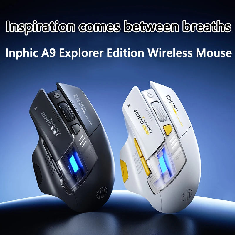 Inphic A9 Explorer Wireless Gaming Mouse 500mA Battery Level Display Rechargeable Silent Bluetooth Office Mouse For PC Laptop