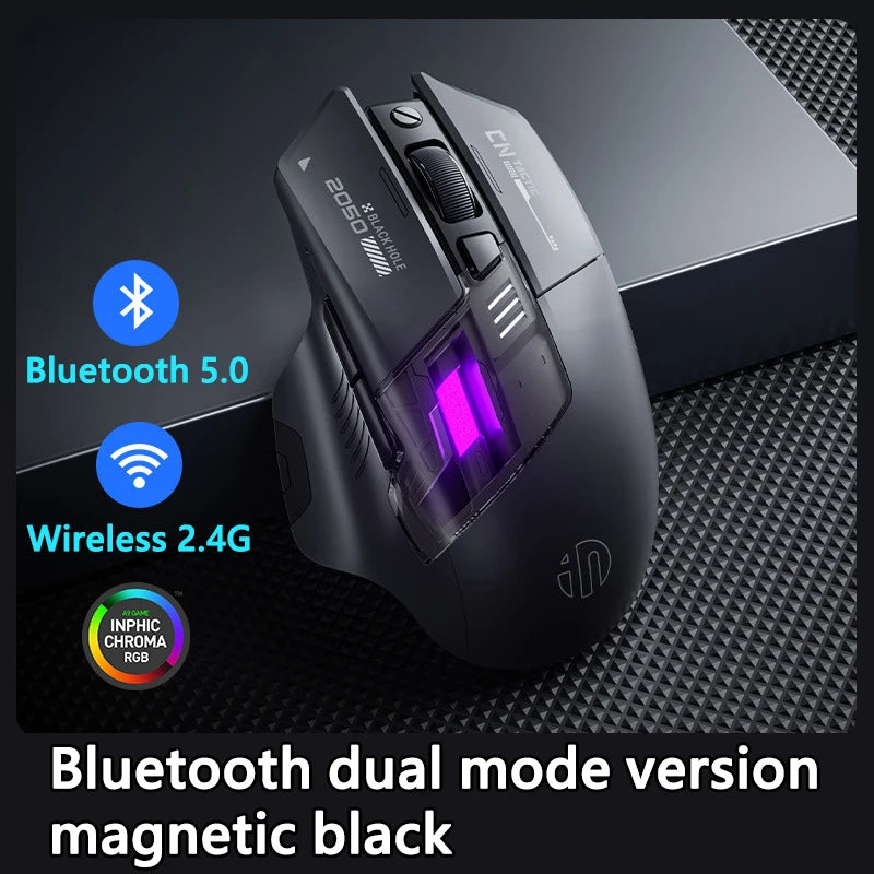 Inphic A9 Explorer Wireless Gaming Mouse 500mA Battery Level Display Rechargeable Silent Bluetooth Office Mouse For PC Laptop