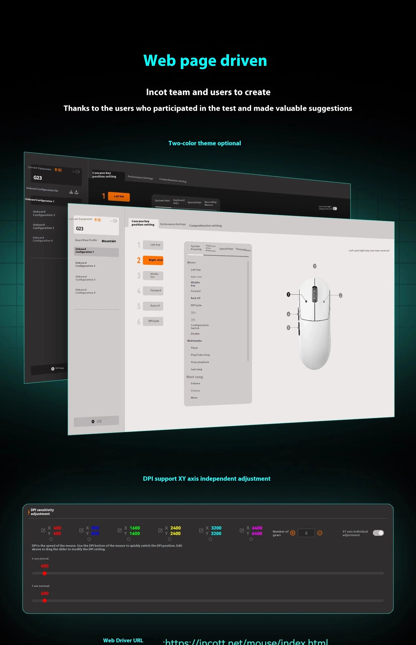 Incott G23 V2 Gaming Mouse 47g Lightweight PAW3395 Wireless 3-mode 8000Hz Polling Rate Ultra Low Latency E-sports Custom Mice