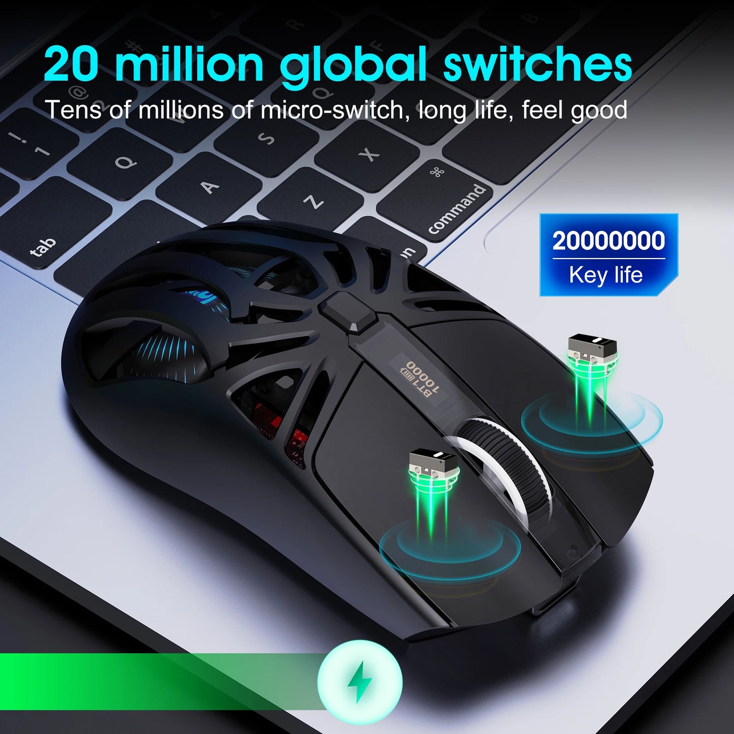 HXSJ T400 3-mode wireless optical mouse 1000HZ lightweight 500mAh rechargeable USB-type C Gaming office mouse for pc laptop