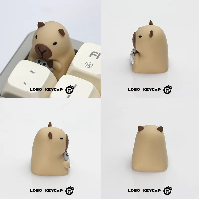 Lobo Capybara Keycaps Hand-made Resin Keycap Mechanical Keyboard Keycaps Cute Customized Gaming Accessories Decoration Gifts