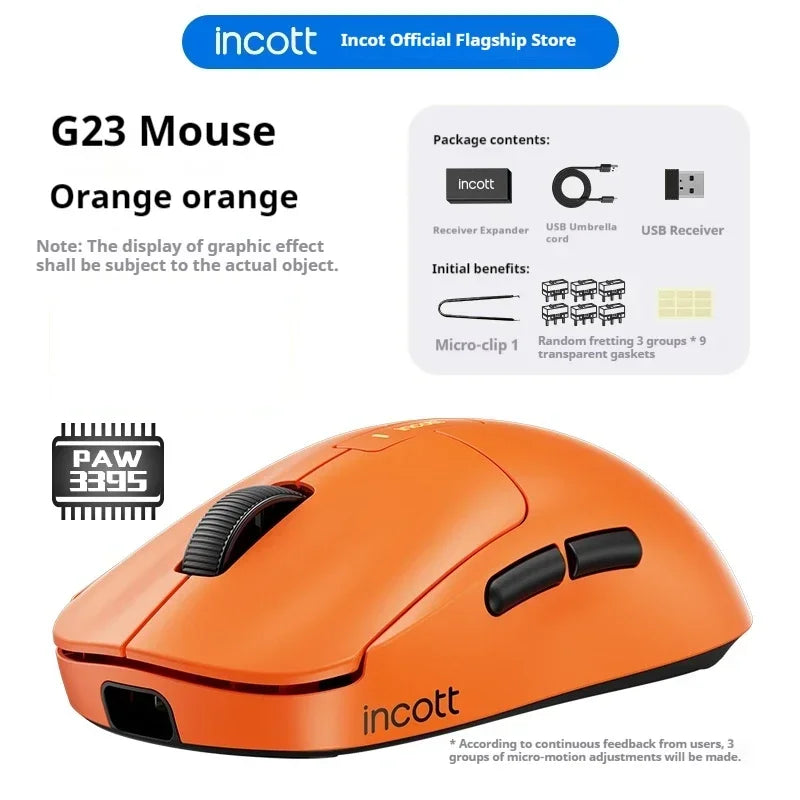 Incott G23 Pro Paw3950 Sensor Hot Swap Fast Charge Wireless Mouse 8k Dual Mode Gaming Mouse Ergonomics Pc Gamer Accessories Gift