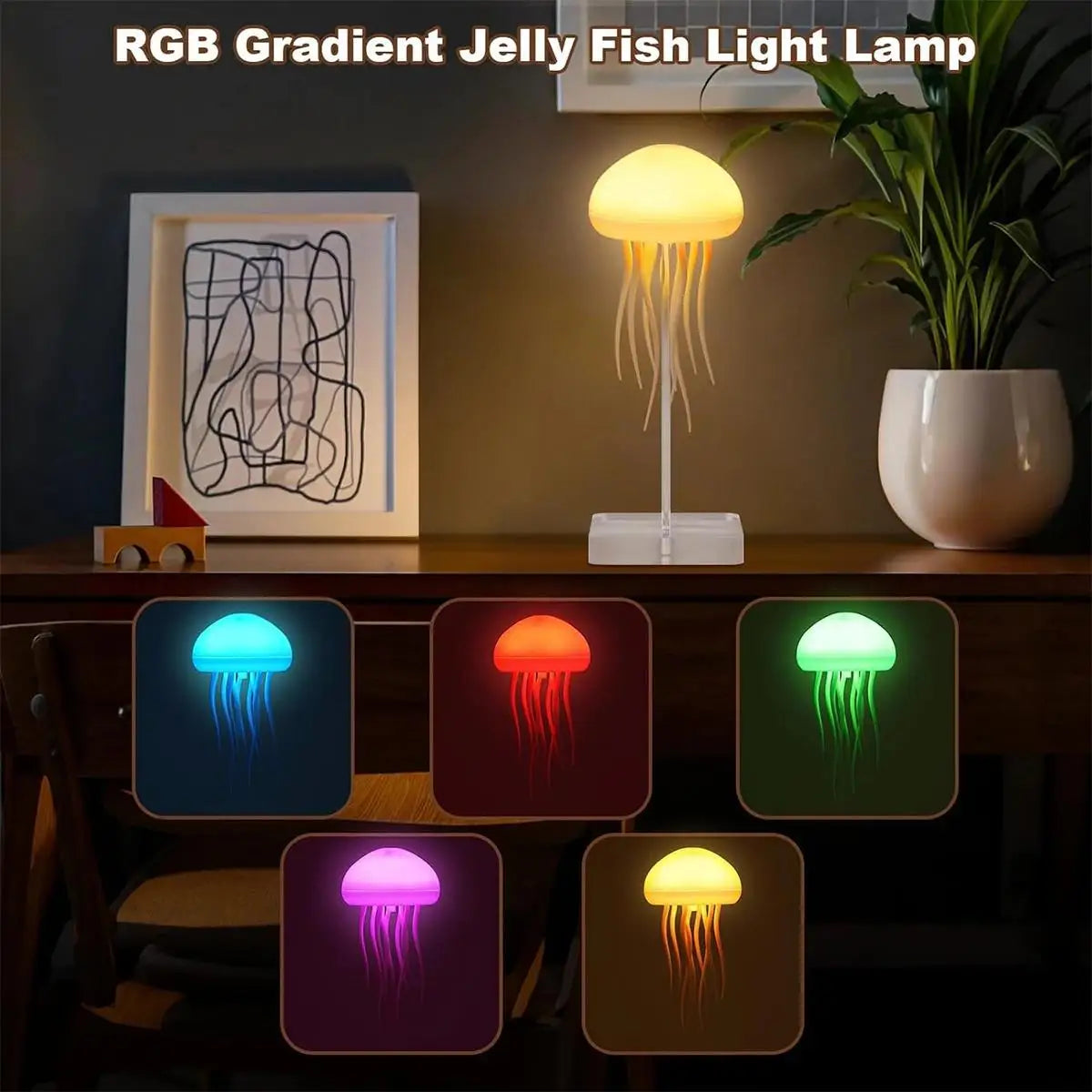 Jellyfish Night Light Creative Lighthouse Ambient Cartoon Rgb Gradient Cute Usb Decorative Lights Holiday Decoration Hanging 3d