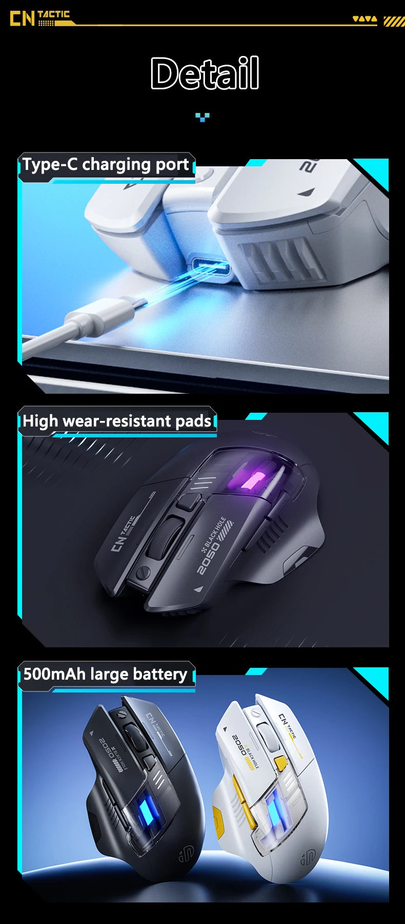 Inphic A9 Explorer Wireless Gaming Mouse 500mA Battery Level Display Rechargeable Silent Bluetooth Office Mouse For PC Laptop