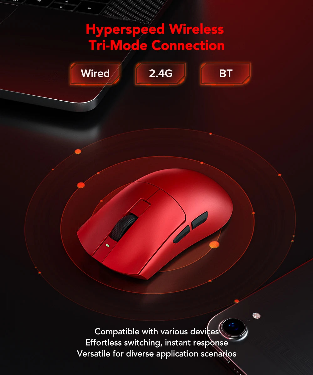 KYSONA Jupiter Wireless Gaming Mouse Bluetooth Mice PAW3950 Sensor 30000DPI 8khz Lightweight 46g For Big Hands PC Laptop Gamer