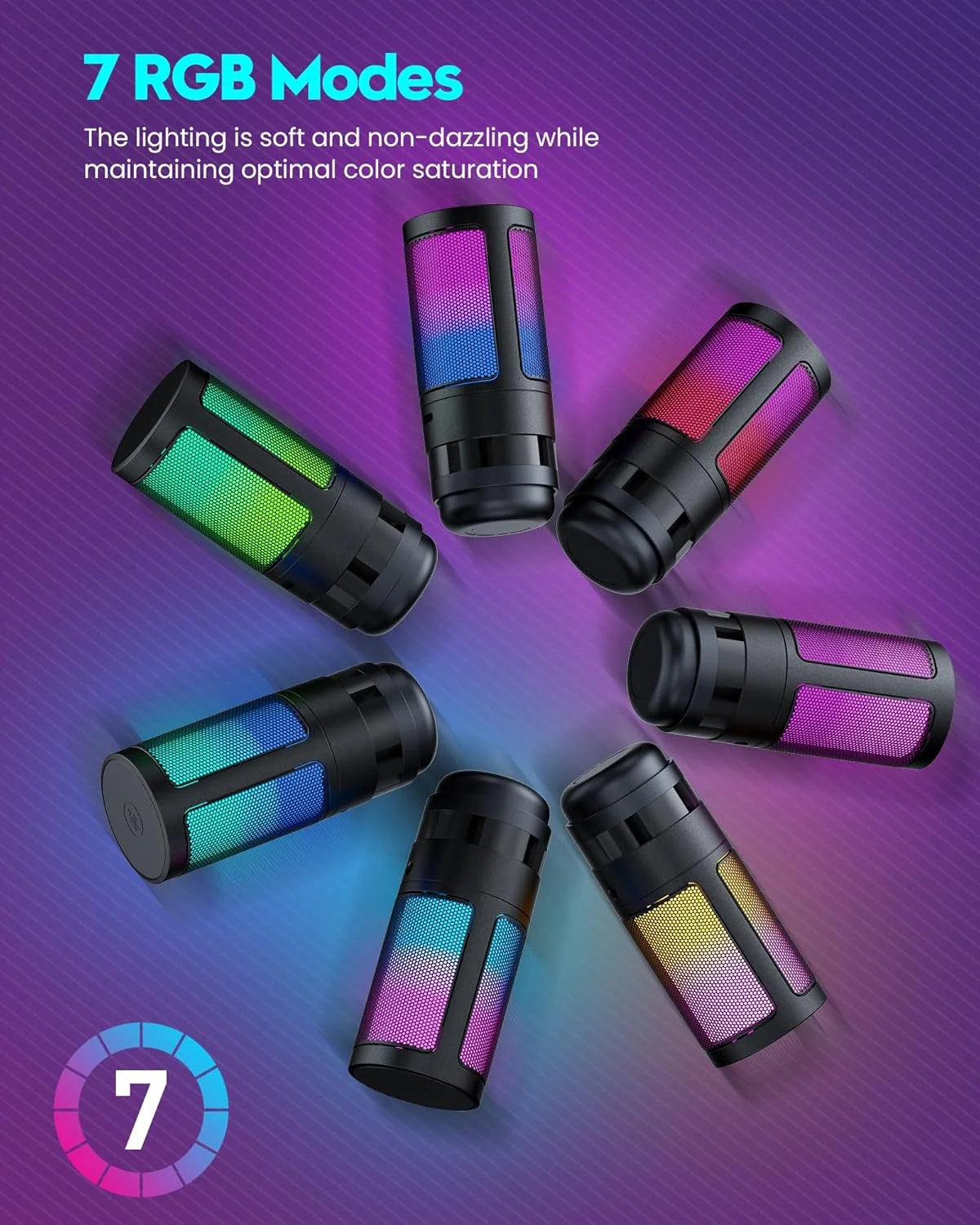 Gaming USB Microphone, Controllable RGB Lighting, With Cantilever Bracket, Suitable for Game Live Streaming and Audio Recording