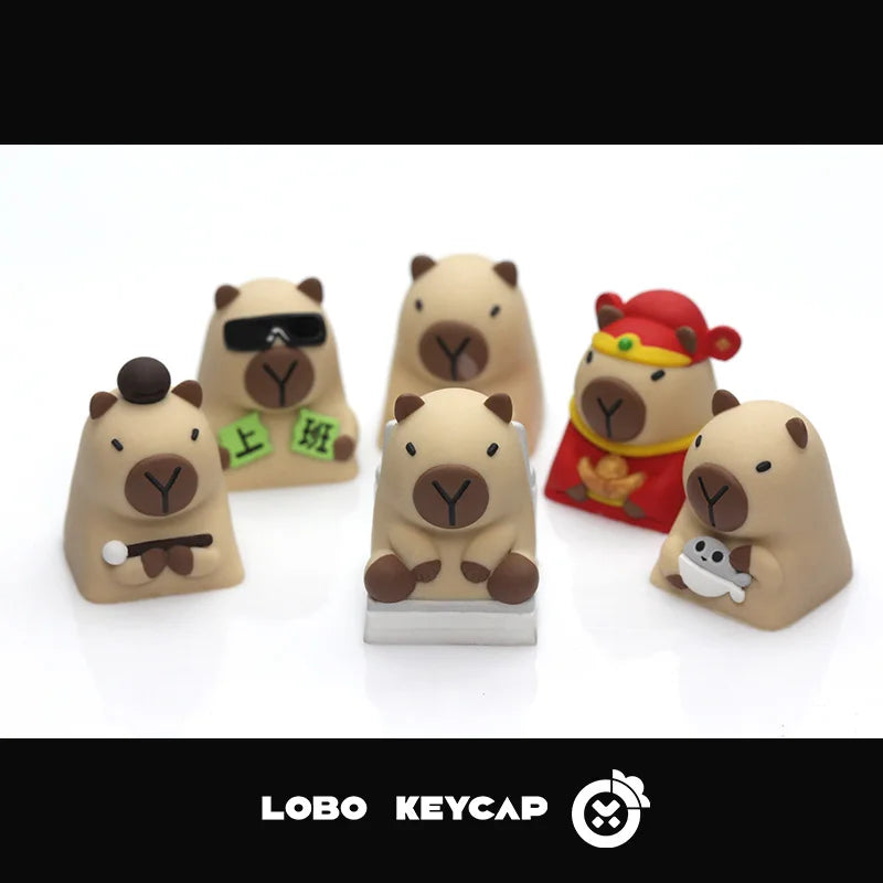 Lobo Capybara Keycaps Hand-made Resin Keycap Mechanical Keyboard Keycaps Cute Customized Gaming Accessories Decoration Gifts