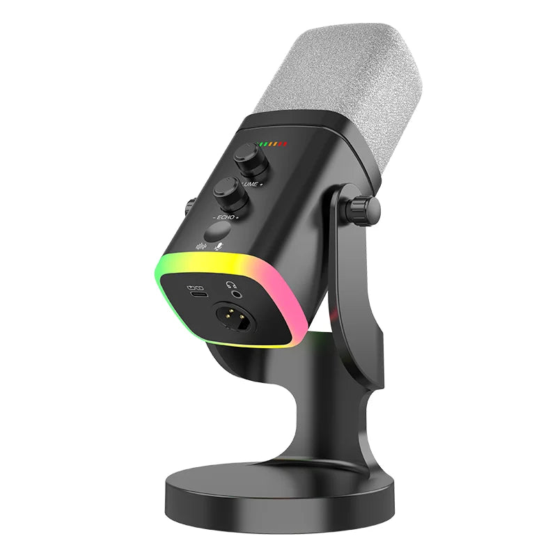 YU8 RGB gaming desktop microphone USB microphone live streaming XLR dynamic microphone recording computer mobile host karaoke