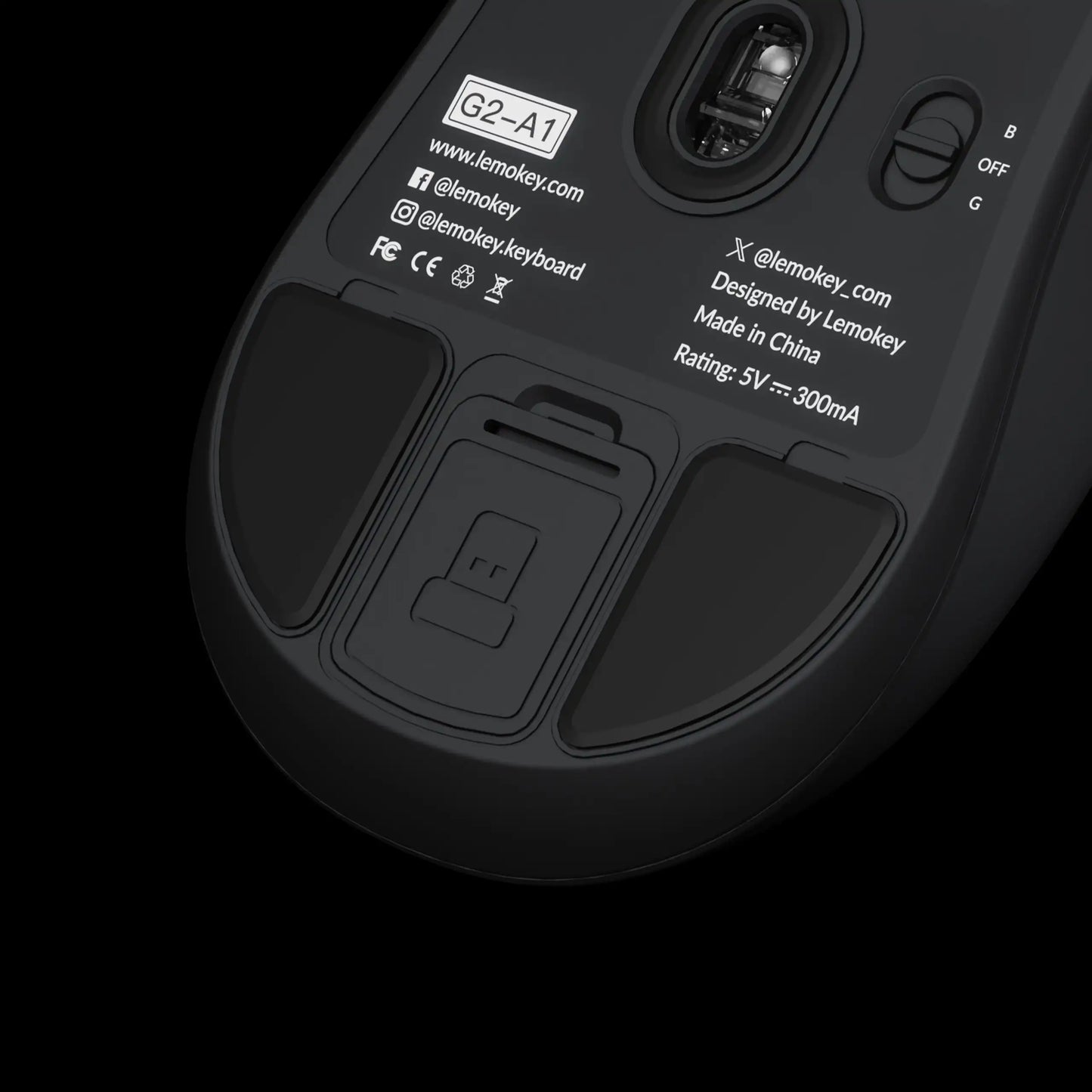Lemokey G2 Wireless Optical Mouse Gaming PixArt 3950 Sensor 2.4GHz & Bluetooth 8K Polling Rate Lightweight