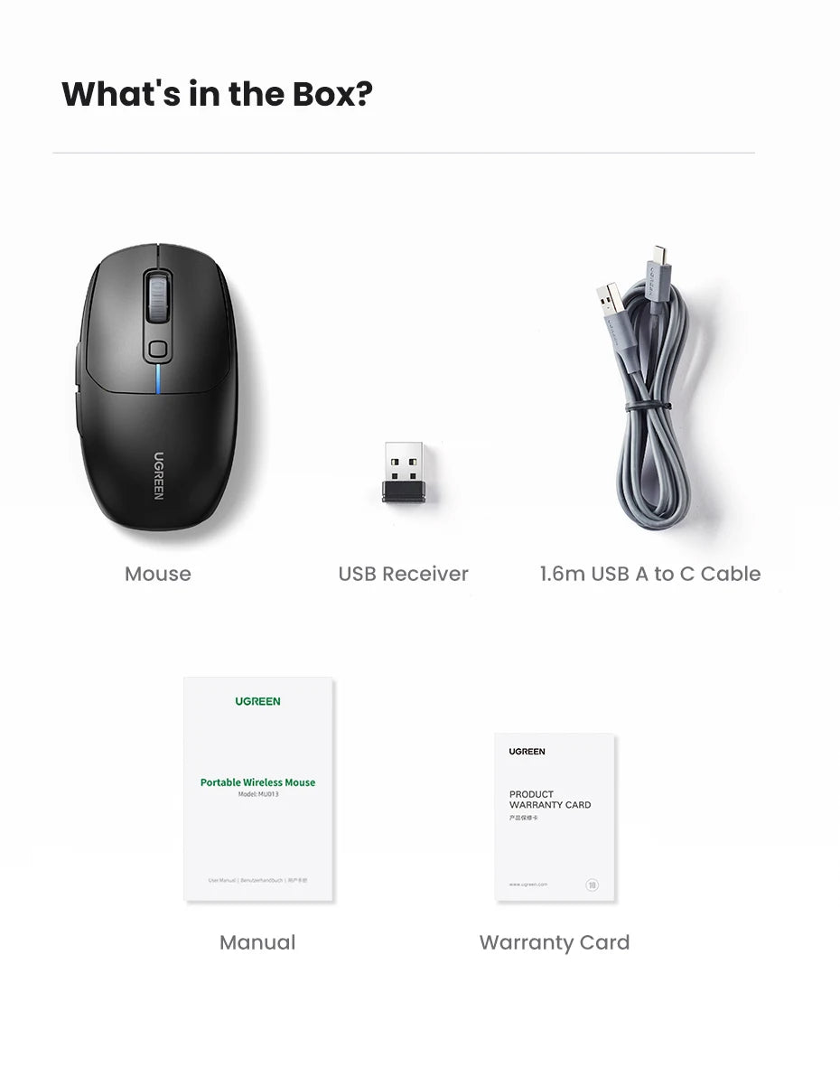 UGREEN Gaming Mouse 5000DPI Wireless Mouse Bluetooth 5.0 2.4G Wired Rechargeable Gamer Mice 6 Buttons For MacBook Tablet Laptops