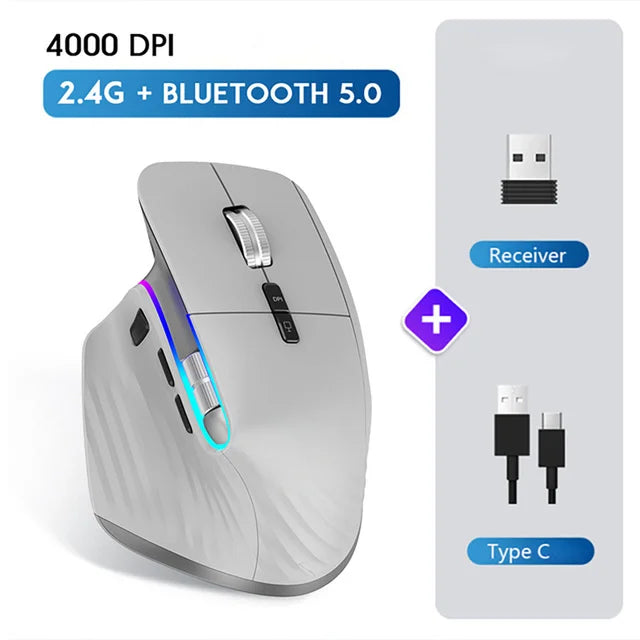 JOMAA 2.4G Wireless Bluetooth Mouse Rechargeable LED RGB Gaming Mouse for Computer Gamer Office 4000DPI