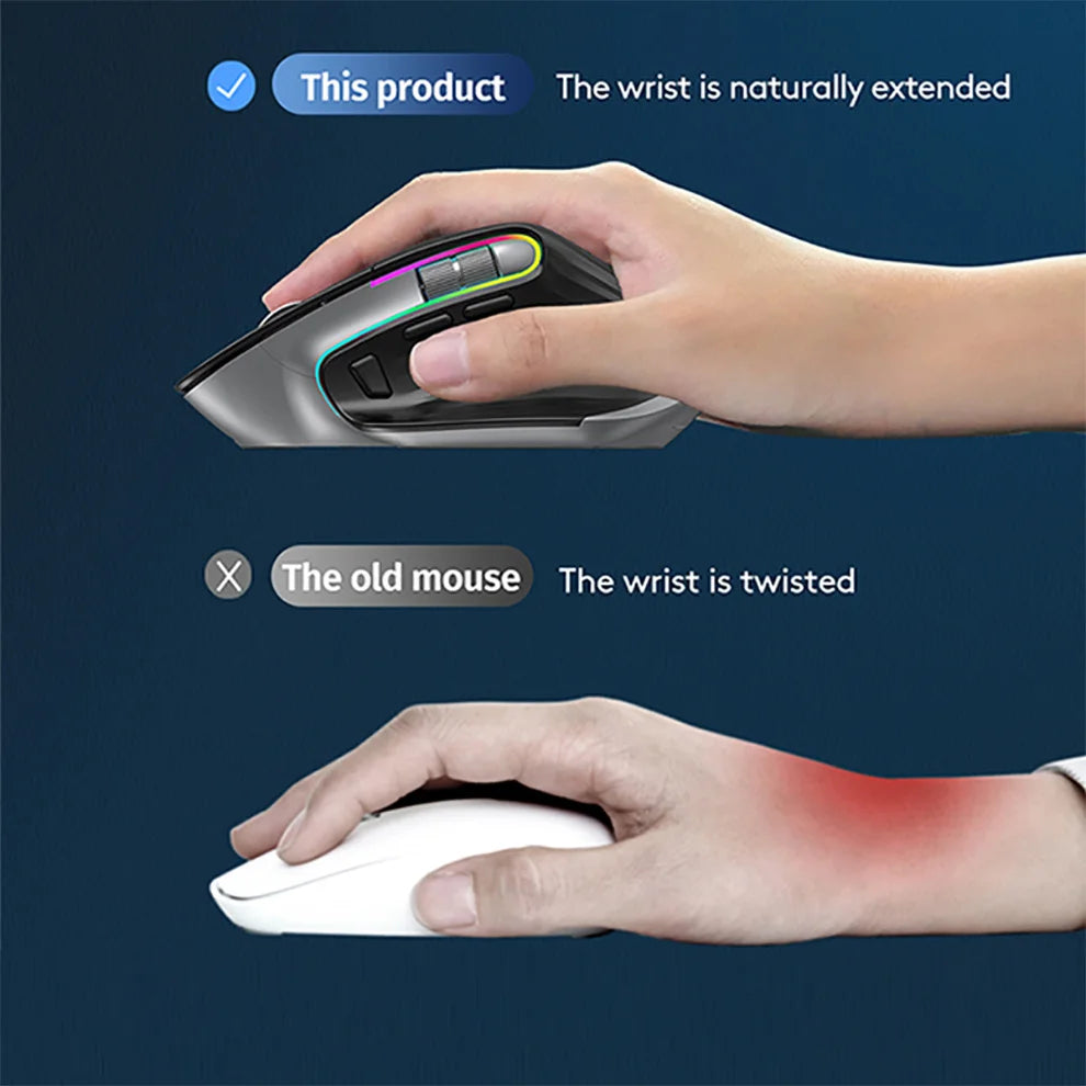 JOMAA 2.4G Wireless Bluetooth Mouse Rechargeable LED RGB Gaming Mouse for Computer Gamer Office 4000DPI
