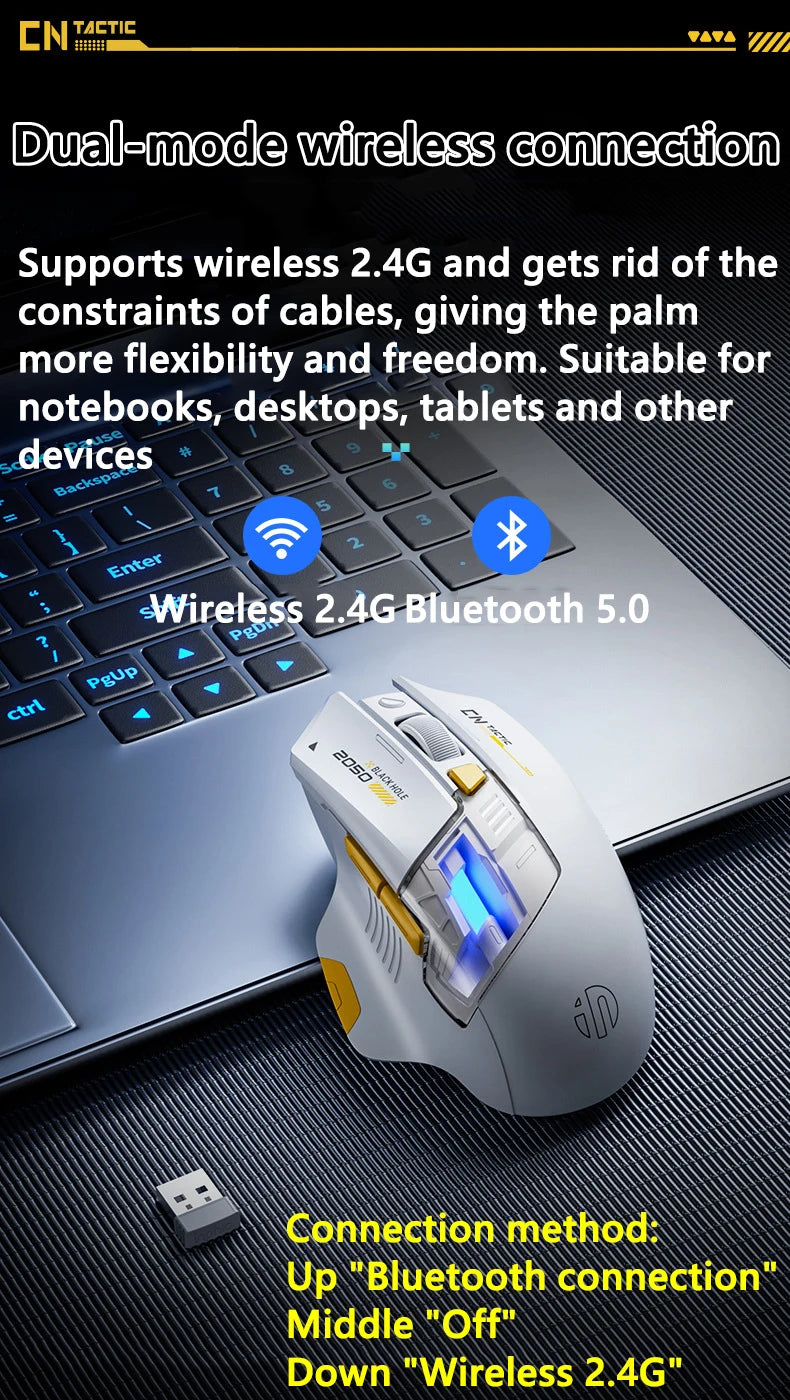 Inphic A9 Explorer Wireless Gaming Mouse 500mA Battery Level Display Rechargeable Silent Bluetooth Office Mouse For PC Laptop