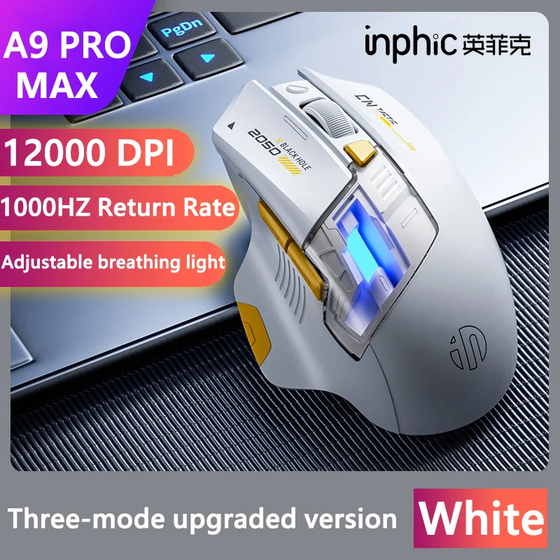 Inphic A9 Explorer Wireless Gaming Mouse 500mA Battery Level Display Rechargeable Silent Bluetooth Office Mouse For PC Laptop