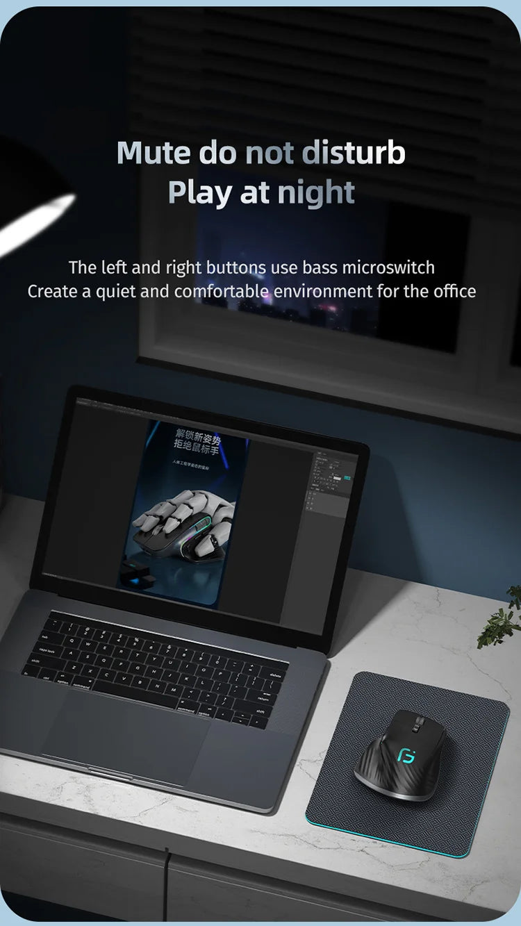 JOMAA 2.4G Wireless Bluetooth Mouse Rechargeable LED RGB Gaming Mouse for Computer Gamer Office 4000DPI