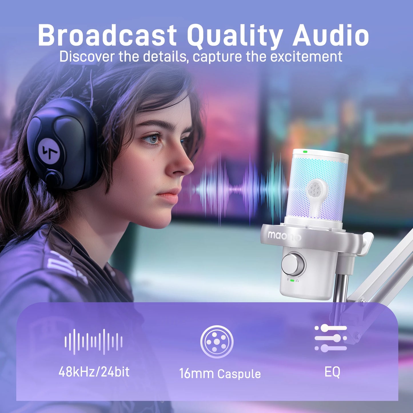 MAONO DM40 Wireless USB Microphone with AI Voice Changer Noise Reduction Condenser Mic for Gaming Streaming PC Laptop Recording