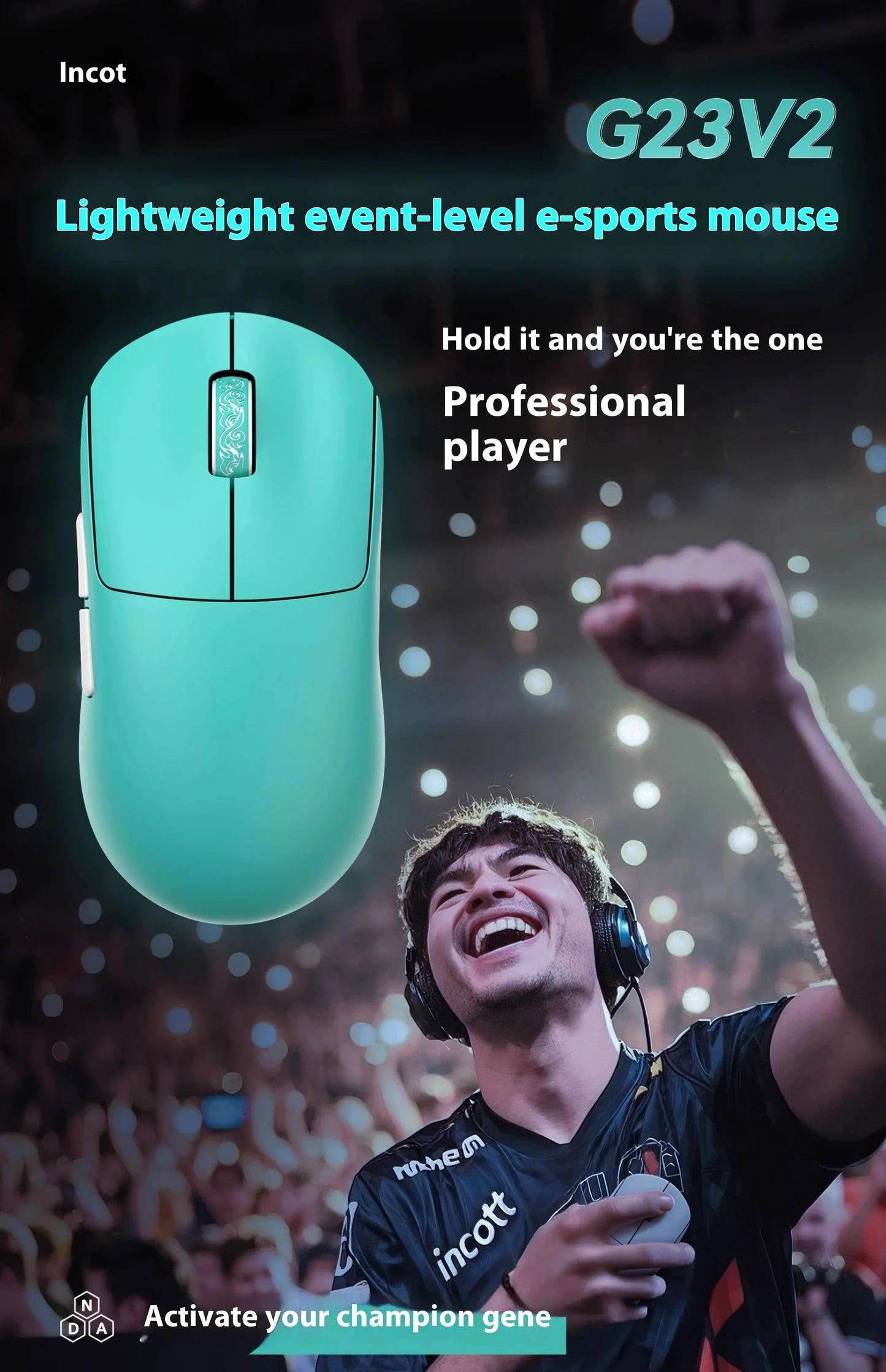 Incott G23 V2 Gaming Mouse 47g Lightweight PAW3395 Wireless 3-mode 8000Hz Polling Rate Ultra Low Latency E-sports Custom Mice