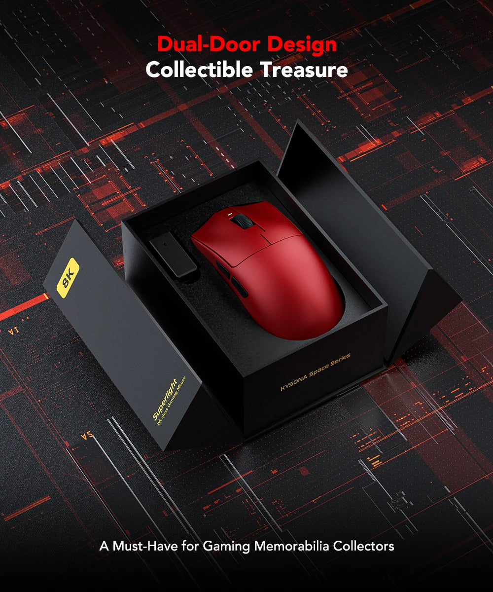KYSONA Jupiter Wireless Gaming Mouse Bluetooth Mice PAW3950 Sensor 30000DPI 8khz Lightweight 46g For Big Hands PC Laptop Gamer