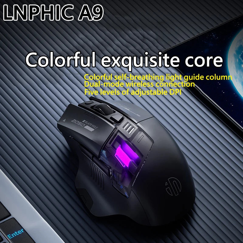 Inphic A9 Explorer Wireless Gaming Mouse 500mA Battery Level Display Rechargeable Silent Bluetooth Office Mouse For PC Laptop