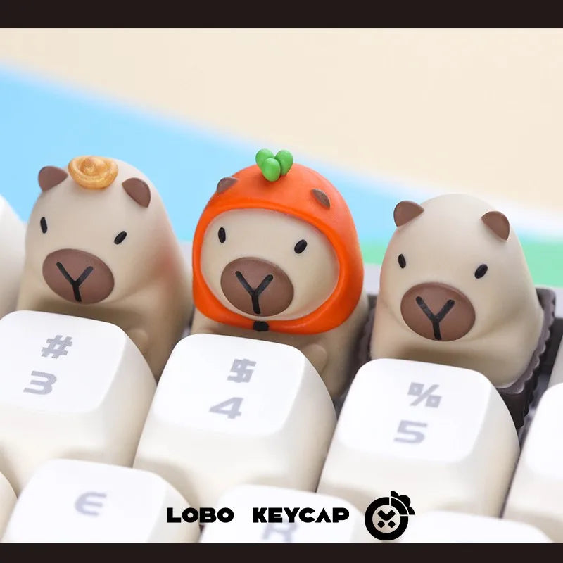 Lobo Capybara Keycaps Hand-made Resin Keycap Mechanical Keyboard Keycaps Cute Customized Gaming Accessories Decoration Gifts