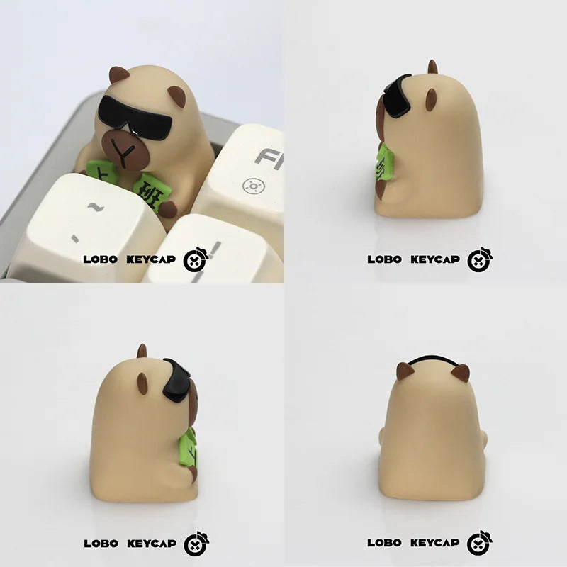 Lobo Capybara Keycaps Hand-made Resin Keycap Mechanical Keyboard Keycaps Cute Customized Gaming Accessories Decoration Gifts