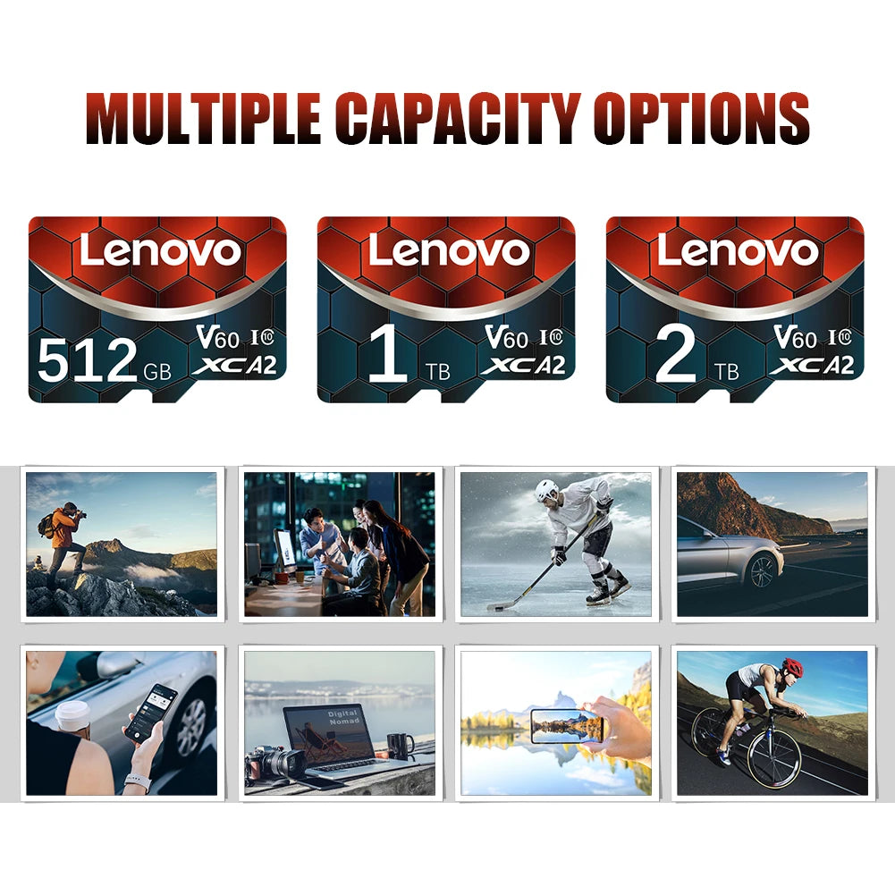Lenovo 2TB 128GB 512GB Micro SDXC Micro TF SD SD Card A2 U3 160MB/s App Speed Samsung Galaxy Gaming Phone Free Shipping Adapter