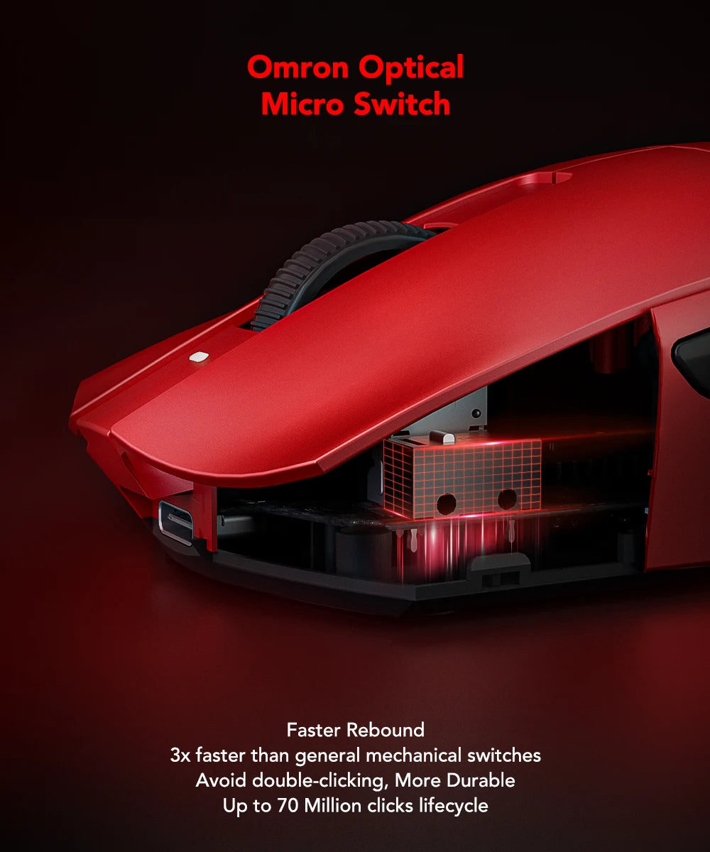 KYSONA Jupiter Wireless Gaming Mouse Bluetooth Mice PAW3950 Sensor 30000DPI 8khz Lightweight 46g For Big Hands PC Laptop Gamer
