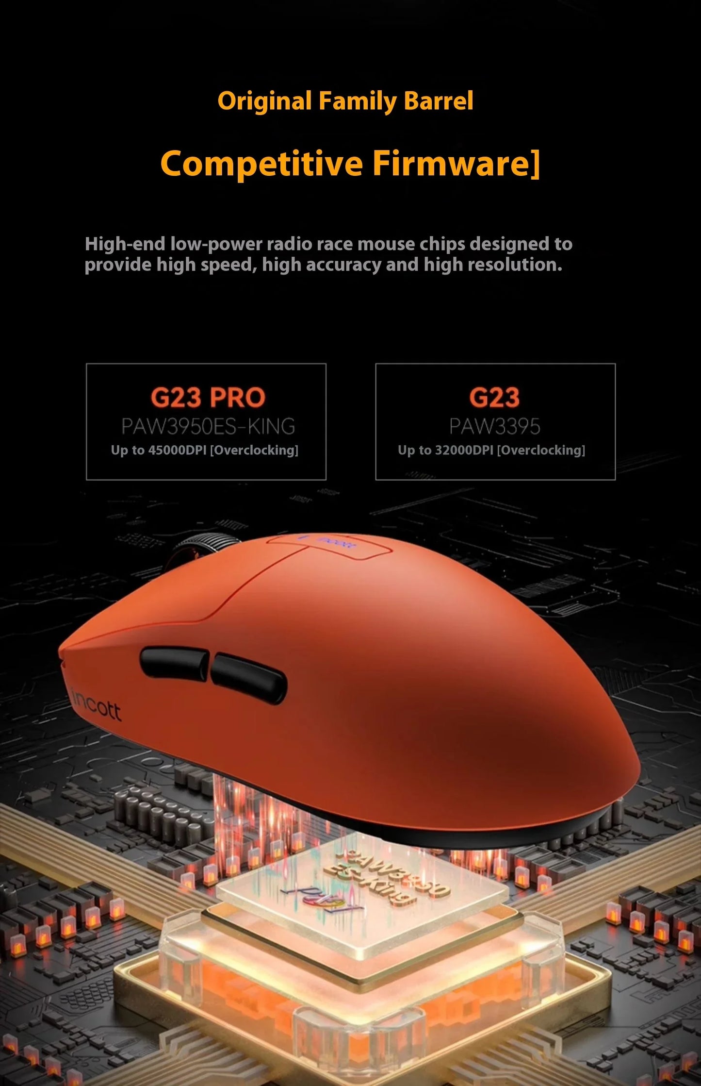 Incott G23 Pro Paw3950 Sensor Hot Swap Fast Charge Wireless Mouse 8k Dual Mode Gaming Mouse Ergonomics Pc Gamer Accessories Gift