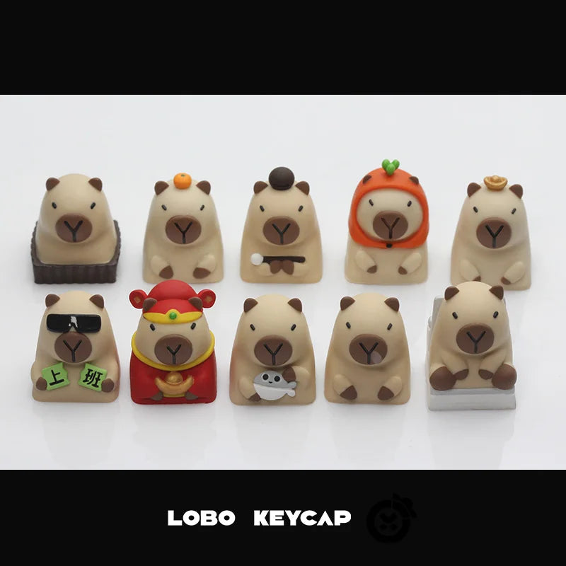 Lobo Capybara Keycaps Hand-made Resin Keycap Mechanical Keyboard Keycaps Cute Customized Gaming Accessories Decoration Gifts