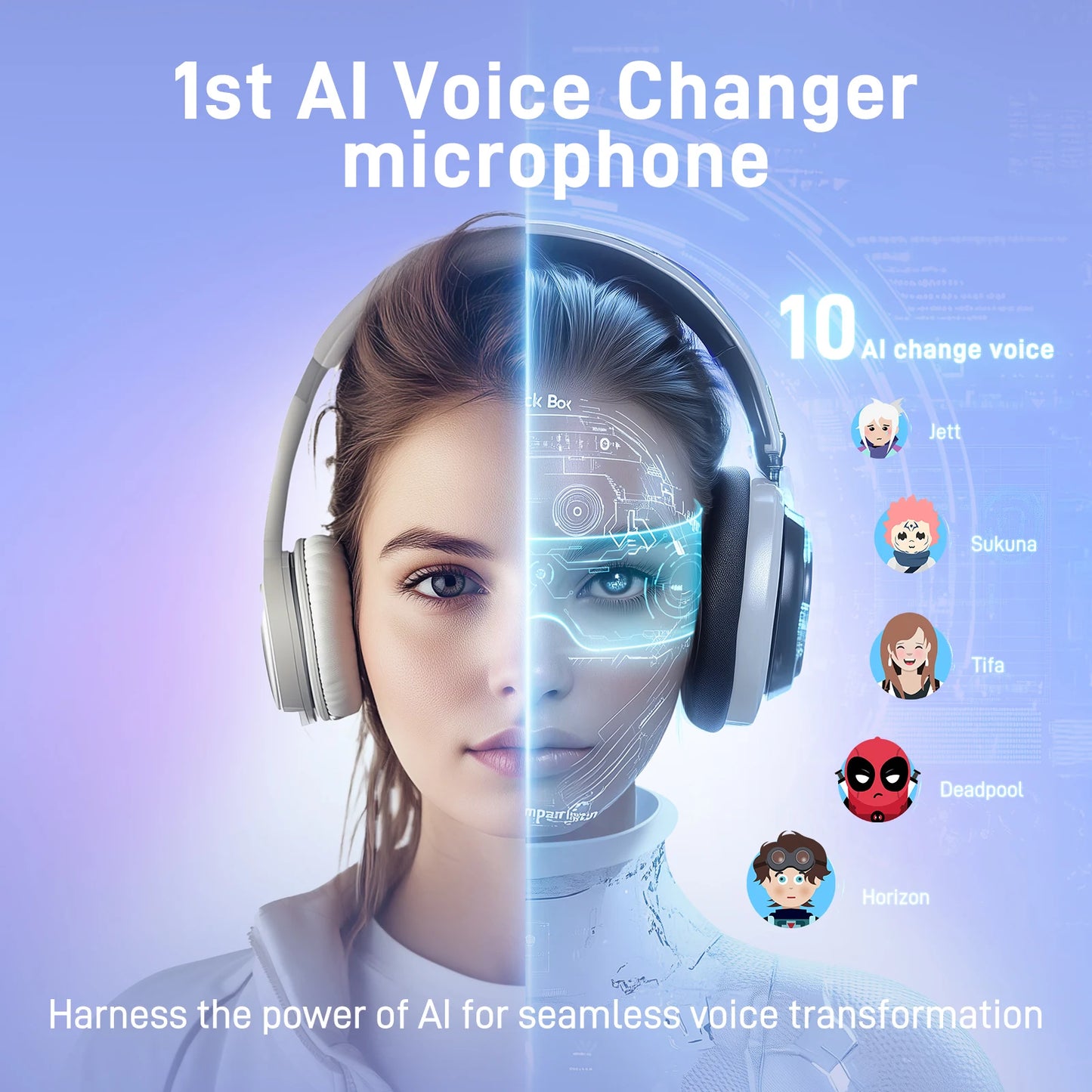 MAONO DM40 Wireless USB Microphone with AI Voice Changer Noise Reduction Condenser Mic for Gaming Streaming PC Laptop Recording