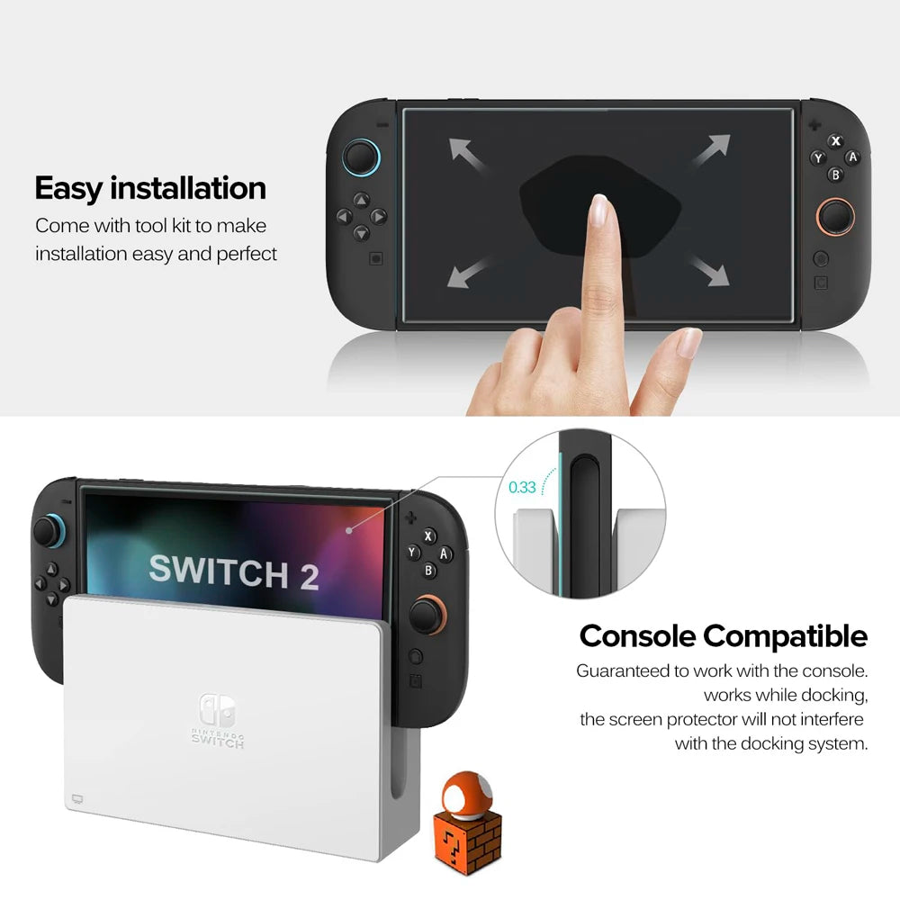 Tempered Glass Protector For Nintendo Switch 2 2025 Accessories Screen Protector For Nintendo Switch 2 With Joystick Cap