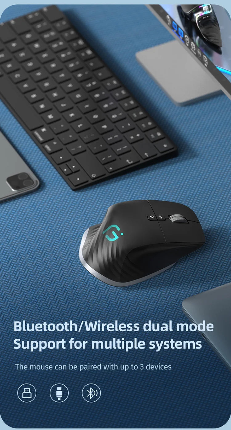 JOMAA 2.4G Wireless Bluetooth Mouse Rechargeable LED RGB Gaming Mouse for Computer Gamer Office 4000DPI