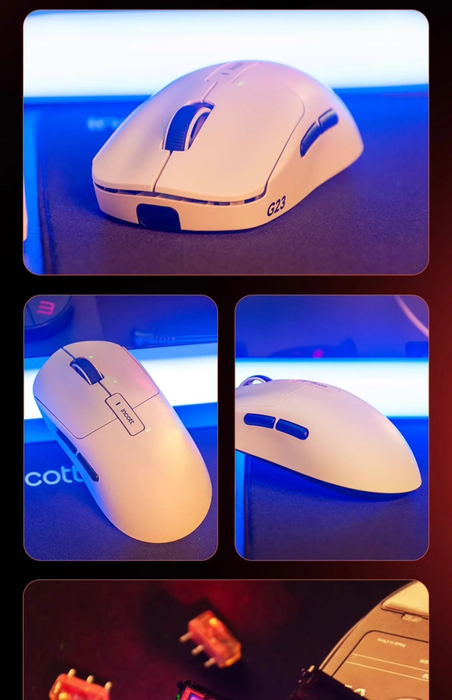 Incott G23 Pro Paw3950 Sensor Hot Swap Fast Charge Wireless Mouse 8k Dual Mode Gaming Mouse Ergonomics Pc Gamer Accessories Gift