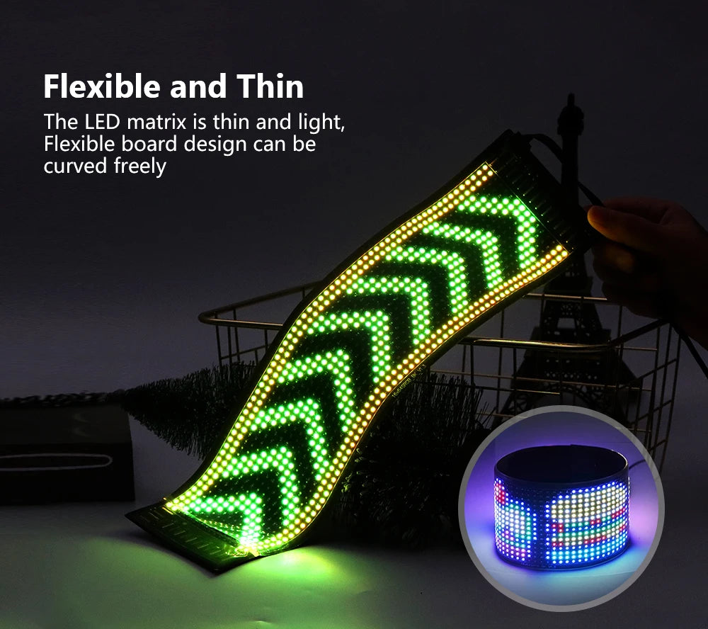 LED Sign Matrix Pixel Panel Scrolling Bright Led Eyes For Truck Signboard Flexible USB LED Car Sign Bluetooth App DIY Control